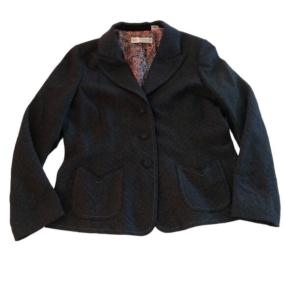 dana buchman Black Metallic Blazer Jacket Slip Pocket Size 14 - Picture 1 of 16